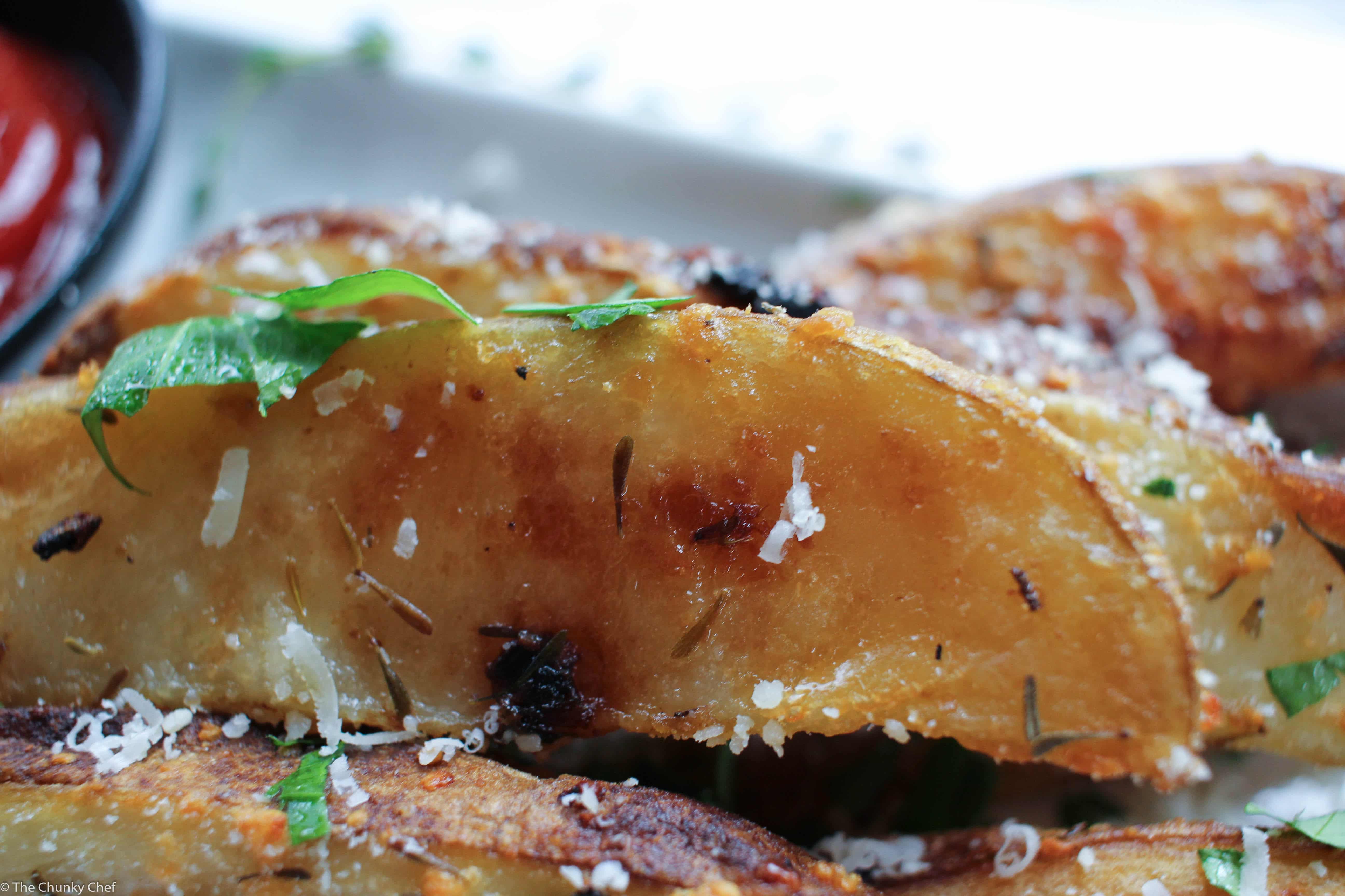Parmesan and Garlic Wedge Fries The Chunky Chef