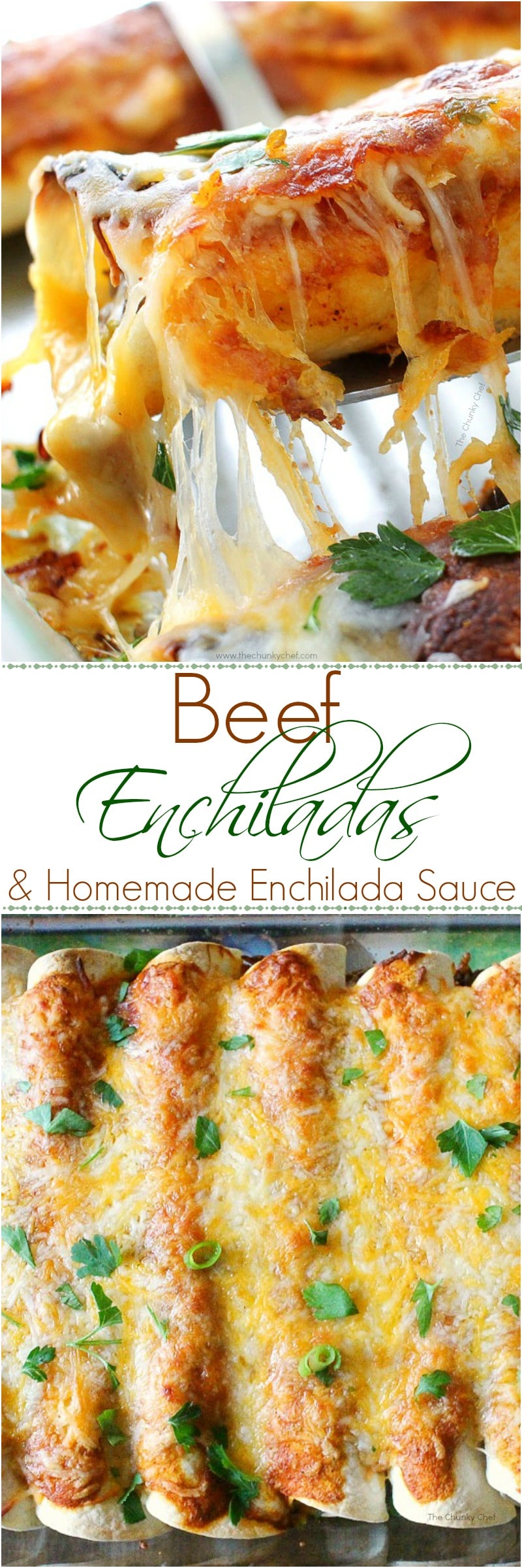 Beef Enchiladas with Homemade Enchilada Sauce - The Chunky Chef