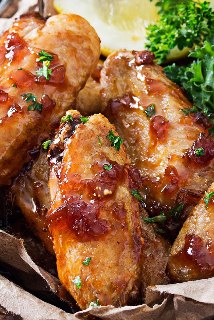 Bake the chicken wings in the oven for 30 minutes, or until the surface turns crispy and brown. Parboil And Baked Chicken Wingd : Jack Daniels Glazed Baked Chicken Wings - The Chunky Chef
