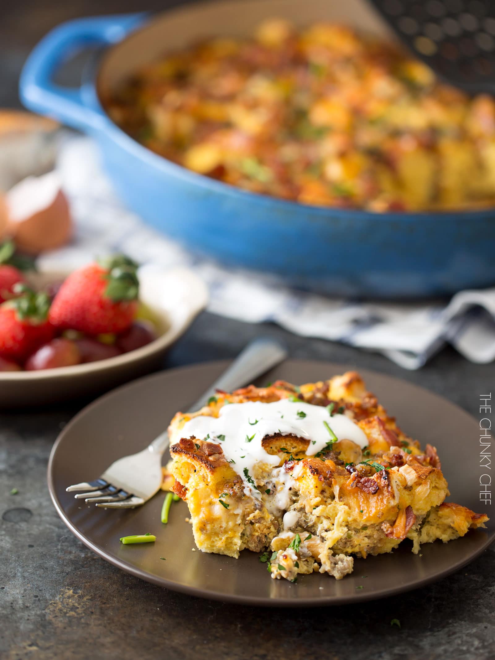 Easy Overnight Breakfast Strata - The Chunky Chef