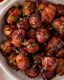 Bacon-Wrapped Brown Sugar BBQ Meatballs