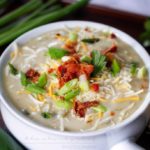 Cheesy Poblano Potato Chowder | The Chunky Chef | Hearty and comforting... this cheesy poblano pepper and potato chowder really hits the spot!! Savory and complex, it's bound to be your new favorite!