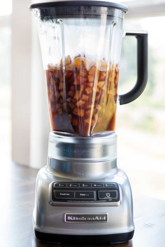 Apple butter in blender to be pureed