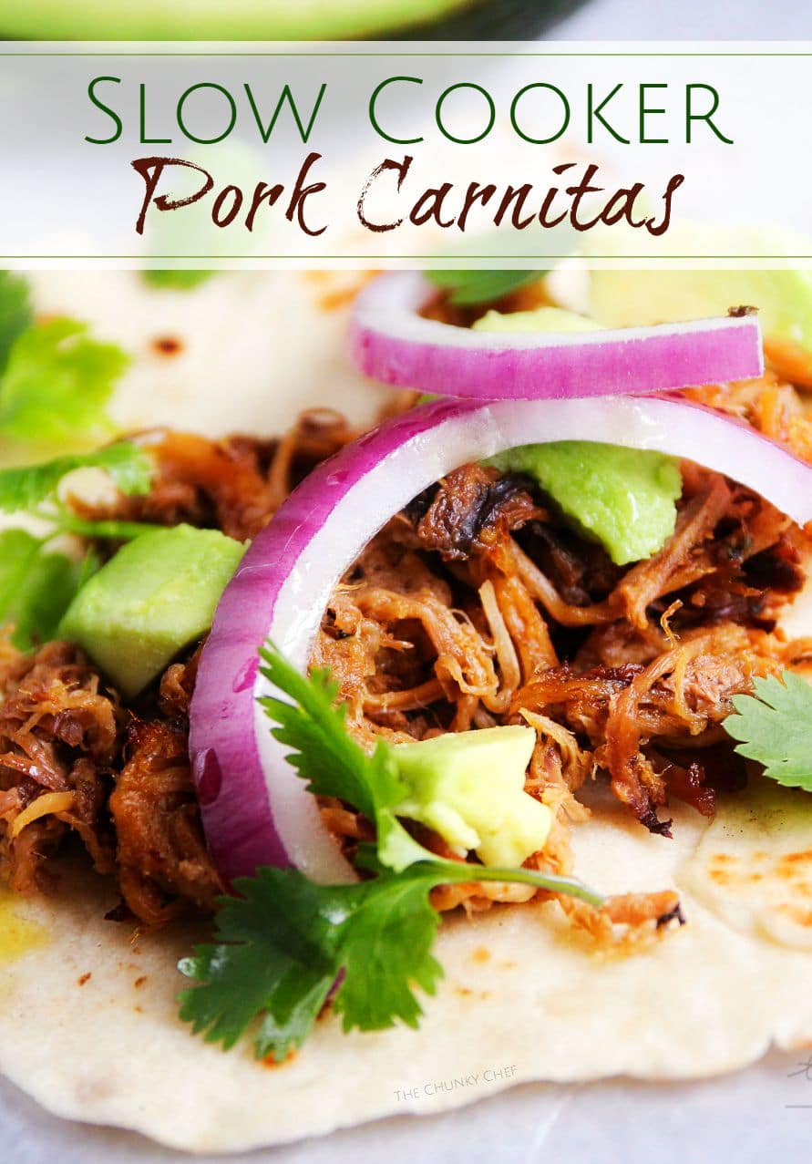 Slow Cooker Pork Carnitas | The Chunky Chef | The amazing combination of spices and citrus make these slow cooker pork carnitas an absolute must try recipe!