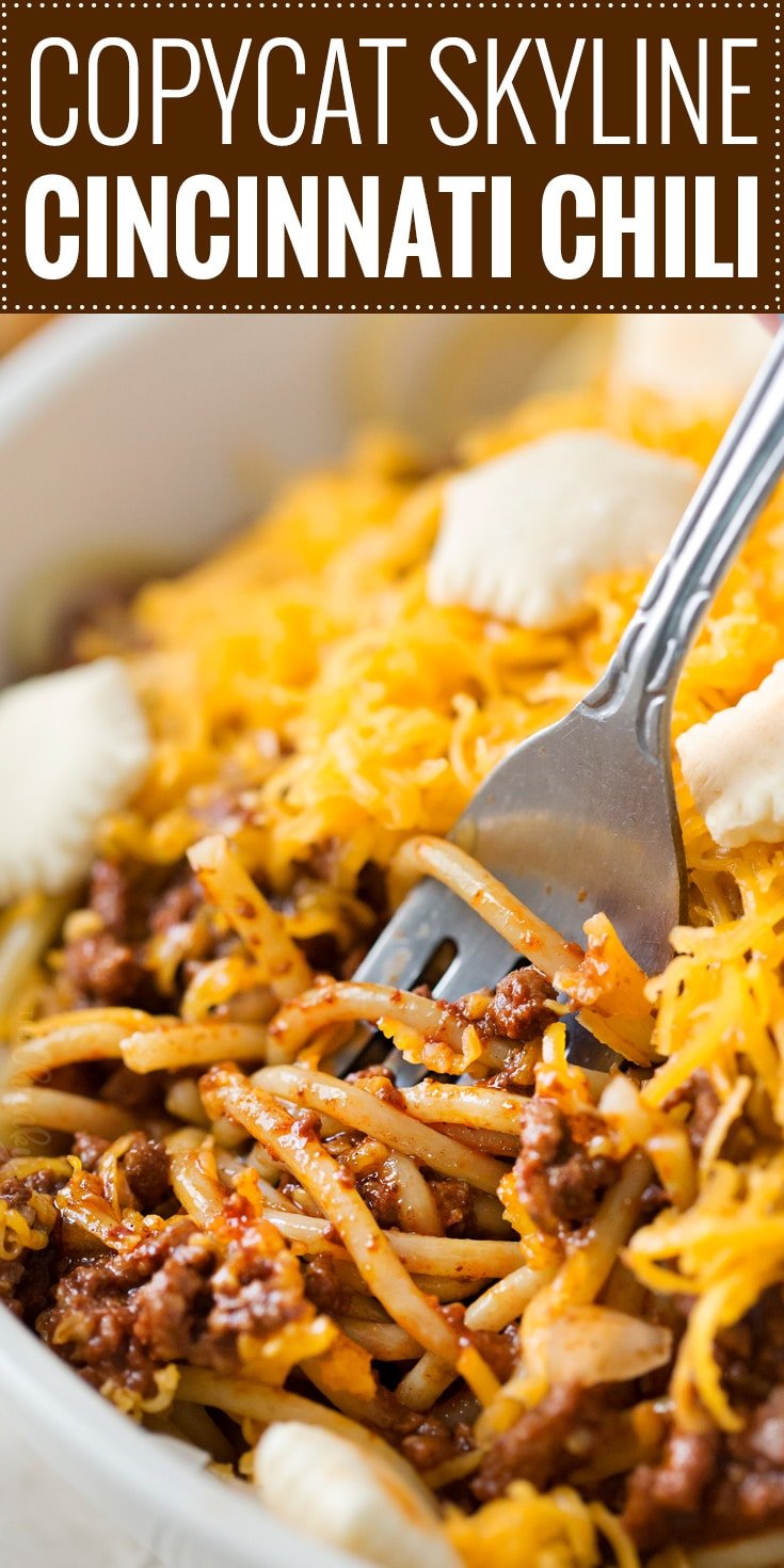 Copycat Skyline Cincinnati Chili | Unique and flavorful, this regional chili is rich, meaty, packed with spices, and can be served in so many ways!  Try Cincinnati's spin on chili! | https://www.thechunkychef.com | #dinner #cincinnati #chili #copycat #homemade #easyrecipe