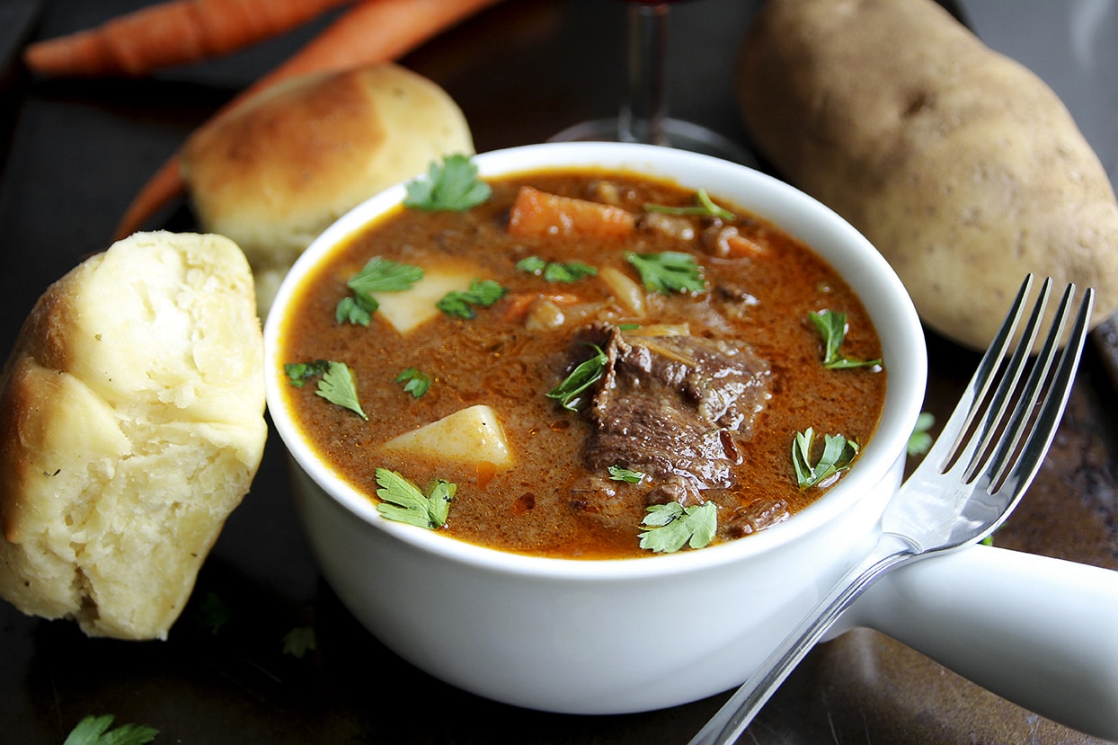 Beef Bourguignon | The Chunky Chef | Such a classic recipe... revamped a little bit and made easy to make for your whole family. Try this beef bourguignon soon!