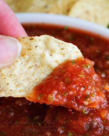 5 Minute Restaurant Salsa | The Chunky Chef | Bright and fresh, this salsa is the best you've ever tasted! So easy to make and it's sure to "wow" anyone you make it for!