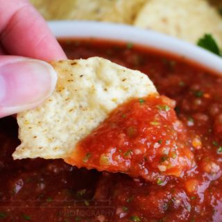 5 Minute Restaurant Salsa | The Chunky Chef | Bright and fresh, this salsa is the best you've ever tasted! So easy to make and it's sure to "wow" anyone you make it for!