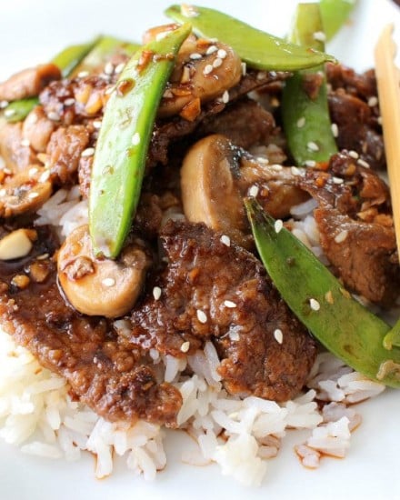 Deliciously savory and easy to make... try this Asian Beef with Sugar Snap Peas tonight! Like your favorite take-out meal, but WAY better!