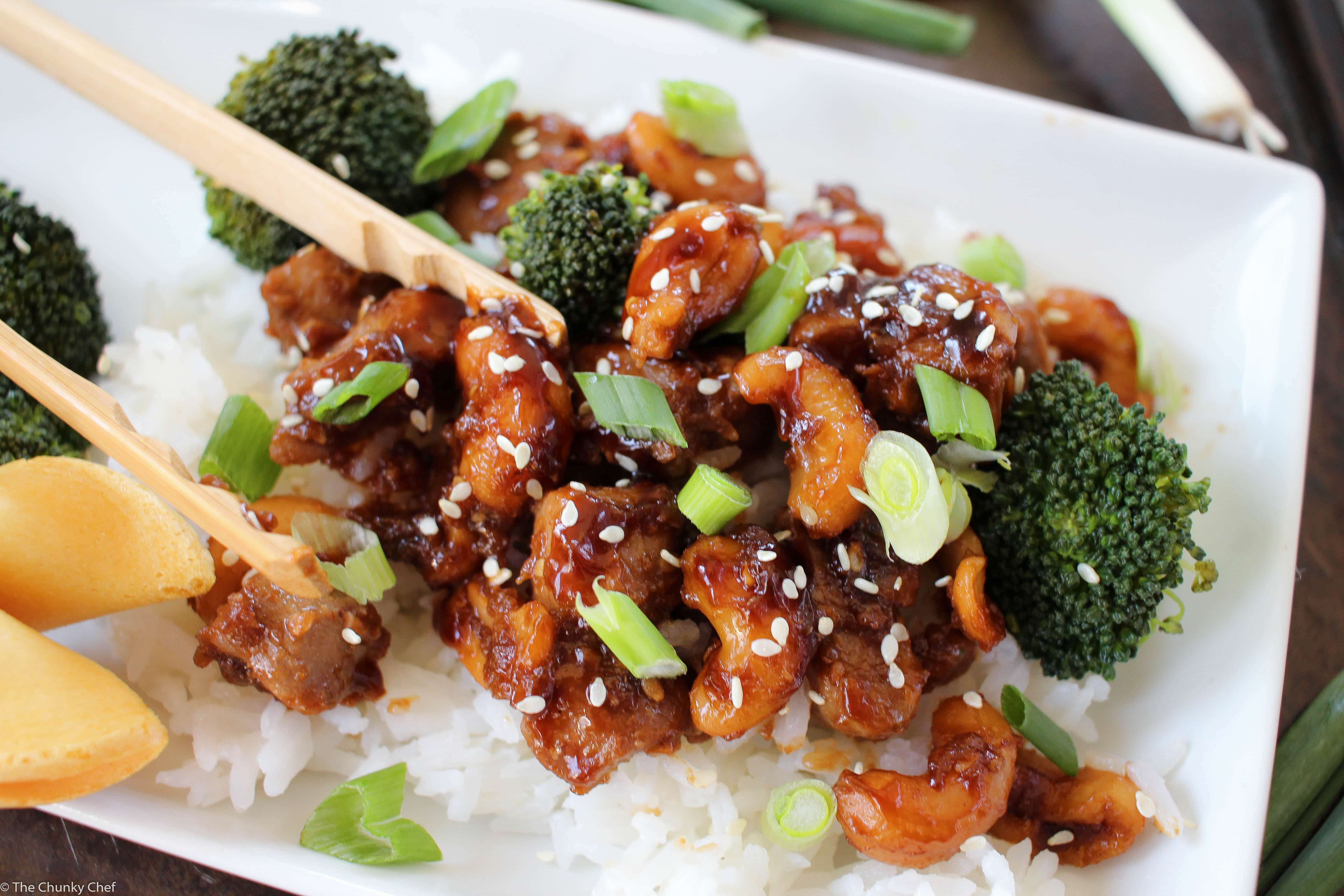 Take-out Style Spicy Cashew Chicken - The Chunky Chef