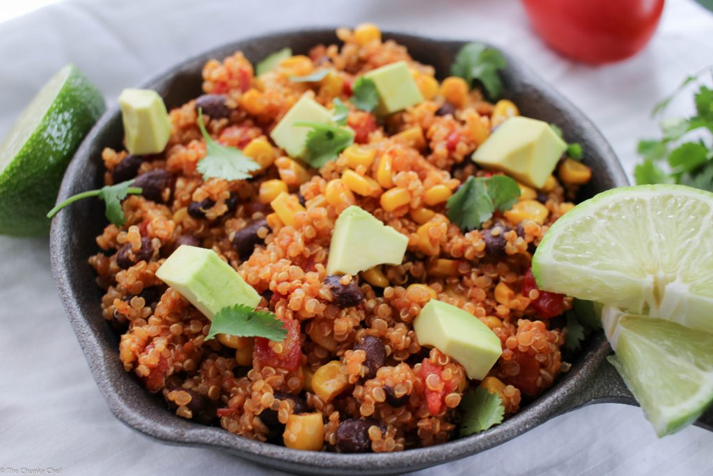 One Pan Mexican Quinoa Skillet - How would you like to have a simple, yet incredibly flavorful vegetarian dish that will more than satisfy you... all cooked in one pan? Easy cleanup!