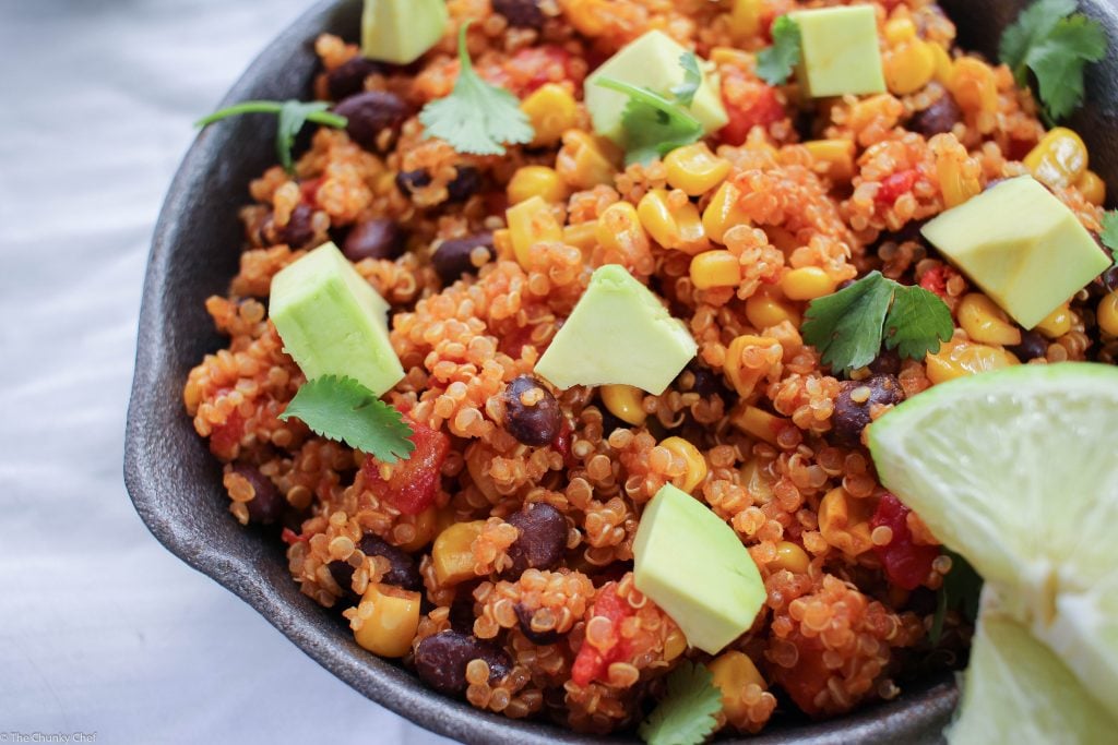 One Pan Mexican Quinoa Skillet - How would you like to have a simple, yet incredibly flavorful vegetarian dish that will more than satisfy you... all cooked in one pan?  Easy cleanup!