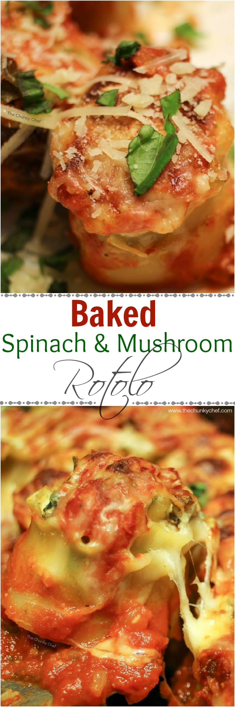 Savory mushrooms, spinach and cheese are rolled up in pasta and baked in a delicious marinara sauce. A dish so hearty, you won't realize it's vegetarian!