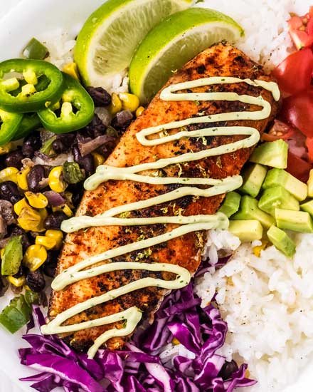 featured image for blackened fish taco bowls