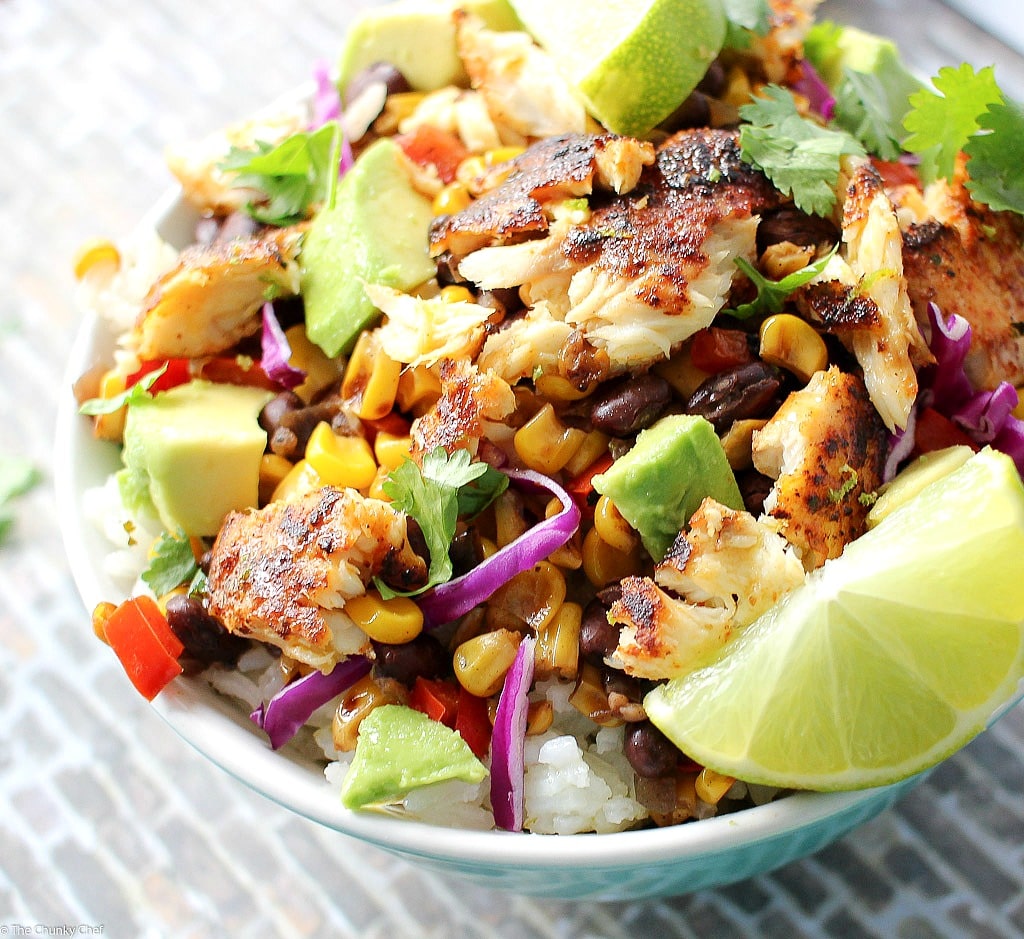 Blackened Tilapia Taco Bowls The Chunky Chef Blackened Tilapia Taco Bowls The Chunky Chef