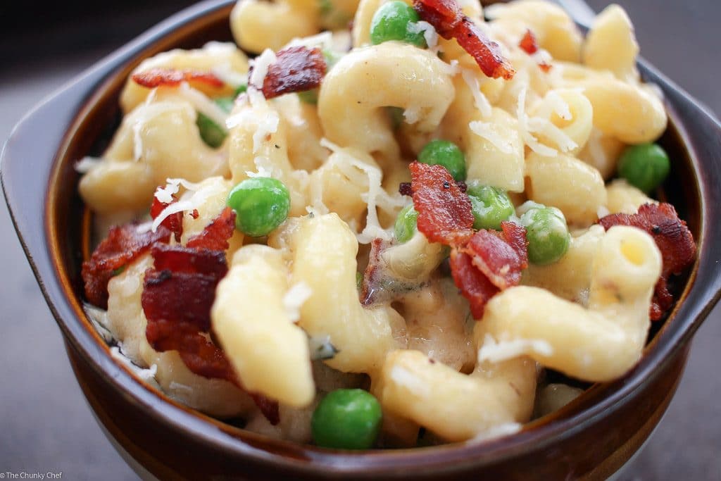 Creamy Macaroni and Cheese with Bacon and Peas - The ...