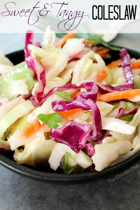 Perfectly sweet and deliciously tangy, this coleslaw is sure to be a crowd pleaser!
