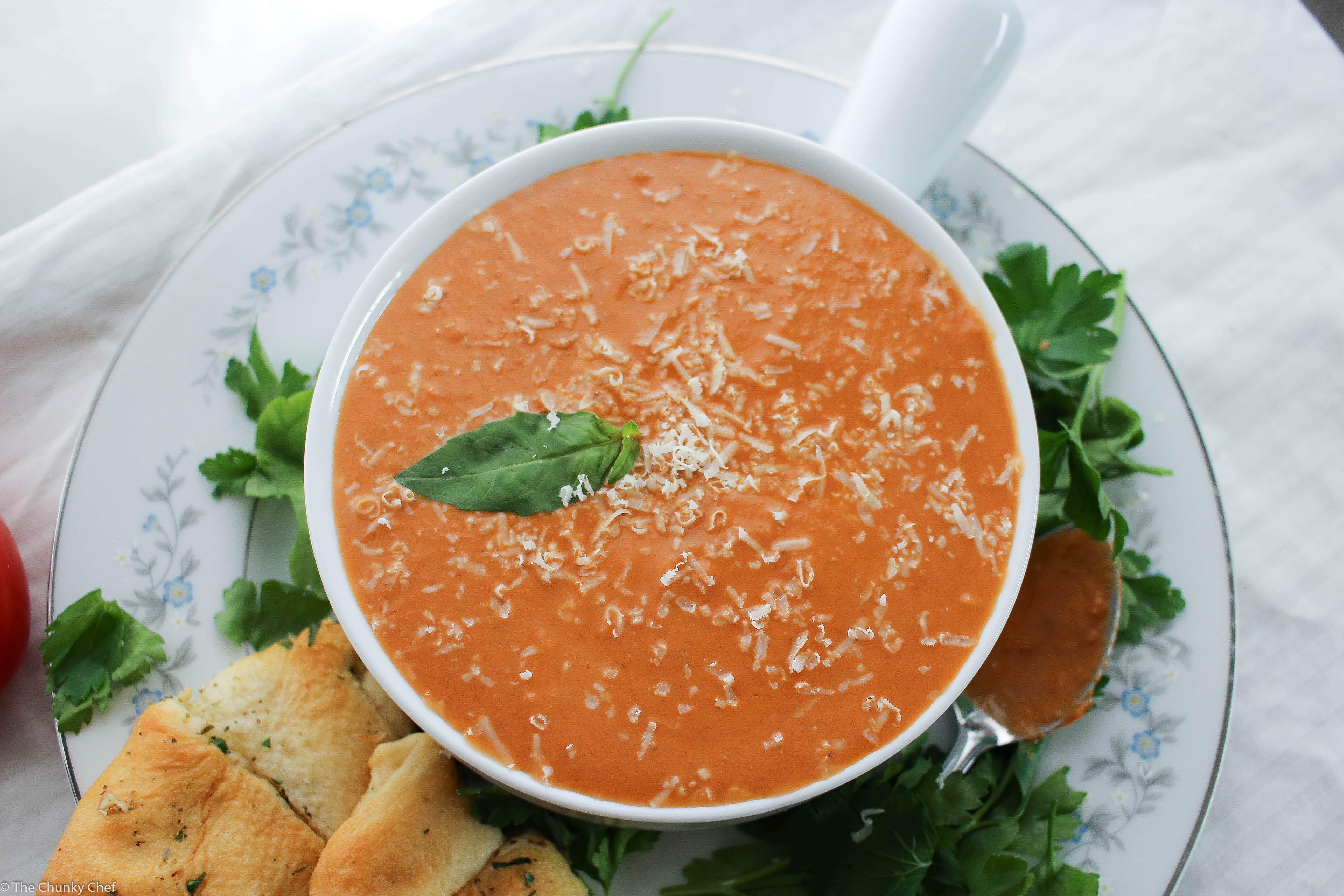 Slow Cooker Creamy Tomato Basil Soup The Chunky Chef