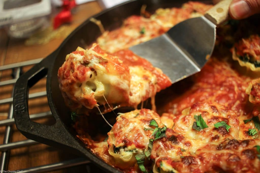 Savory mushrooms, spinach and cheese are rolled up in pasta and baked in a delicious marinara sauce. A dish so hearty, you won't realize it's vegetarian!