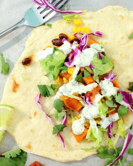 An absolutely delicious vegetarian sweet potato soft taco that even meat-eaters will LOVE!