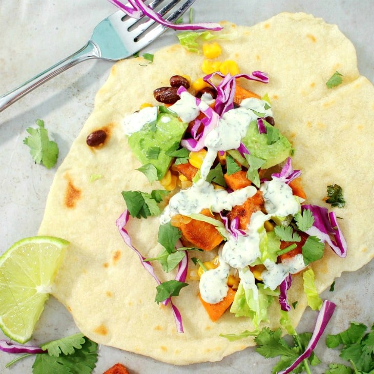 An absolutely delicious vegetarian sweet potato soft taco that even meat-eaters will LOVE!