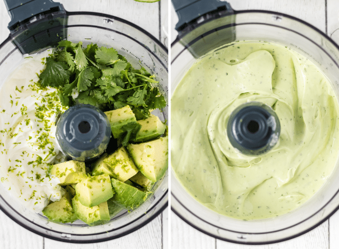 making avocado crema