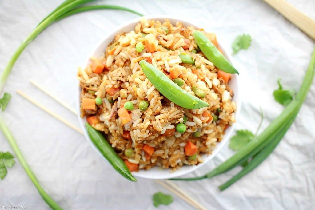 No need to order takeout... make your own chicken fried rice that tastes about 1000x better!