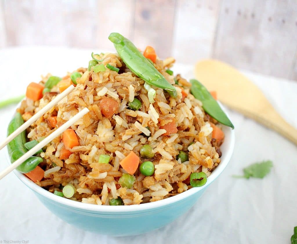 No need to order takeout... make your own chicken fried rice that tastes about 1000x better!