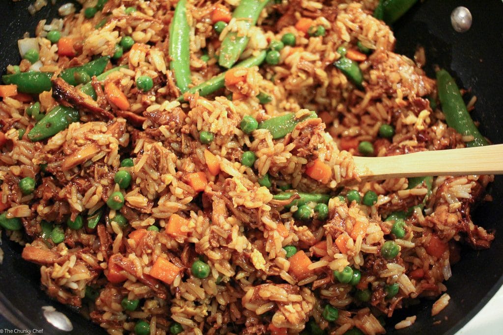 No need to order takeout... make your own chicken fried rice that tastes about 1000x better!