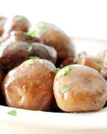 Three ingredients is all you need to make the most delicious and flavorful mushrooms! Just toss them in a slow cooker and let it do the work for you!
