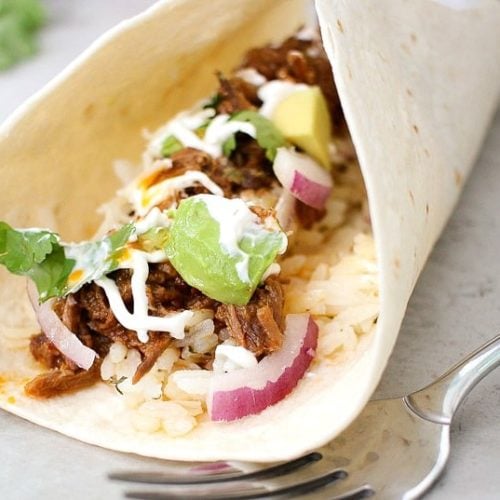 Slow Cooker Shredded Beef Tacos - The Chunky Chef