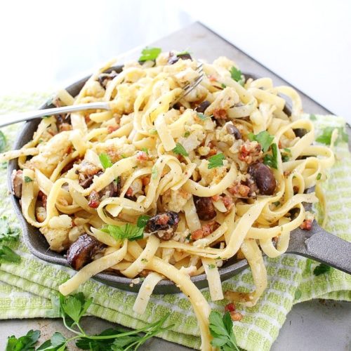 Roasted Cauliflower And Mushroom Pasta The Chunky Chef