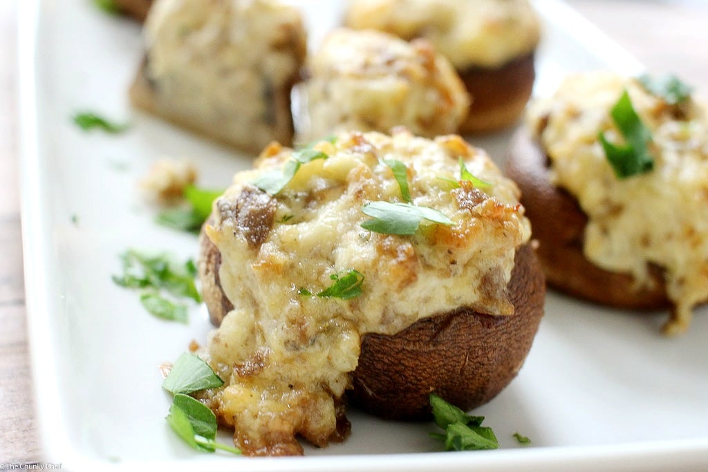 Sausage and Cheese Stuffed Mushrooms12 The Chunky Chef