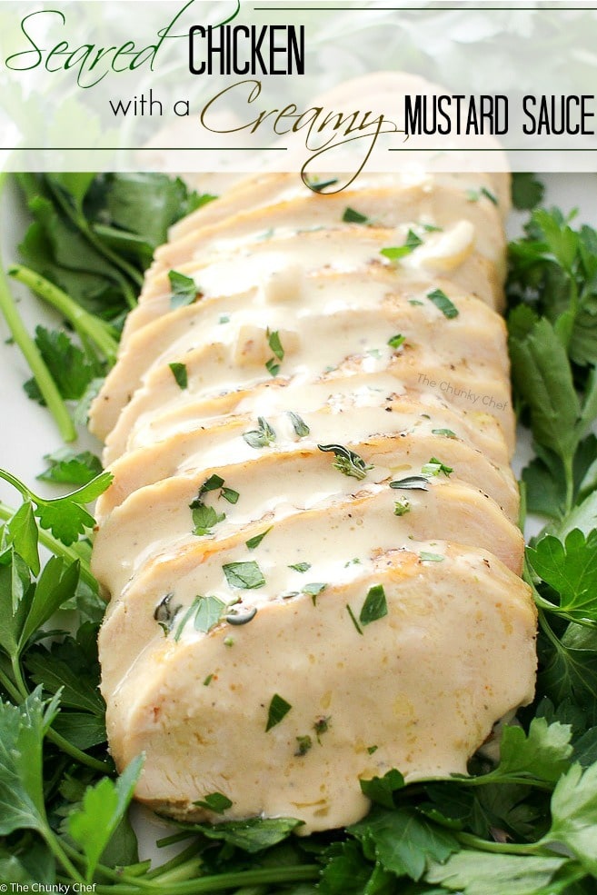 If you're looking for a recipe to switch up your chicken routine, try this pan seared chicken with a creamy mustard sauce!  Simple. Easy. Flavorful!