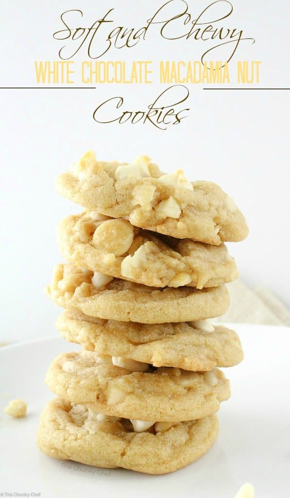 The ultimate white chocolate macadamia nut cookies... baked to soft and chewy perfection!