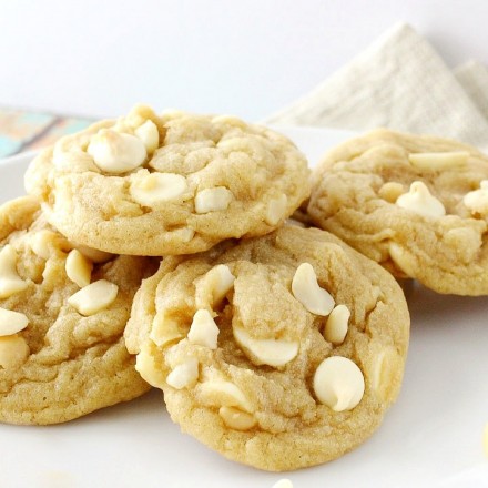 The ultimate white chocolate macadamia nut cookies... baked to soft and chewy perfection!