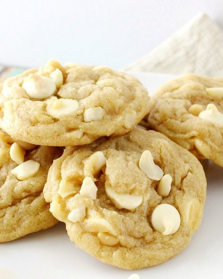 The ultimate white chocolate macadamia nut cookies... baked to soft and chewy perfection!