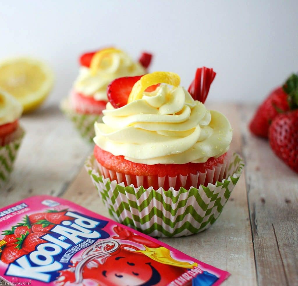 Deliciously moist with a few surprise ingredients, you have to try these strawberry lemonade cupcakes! It's like taking a bite out of summer :)