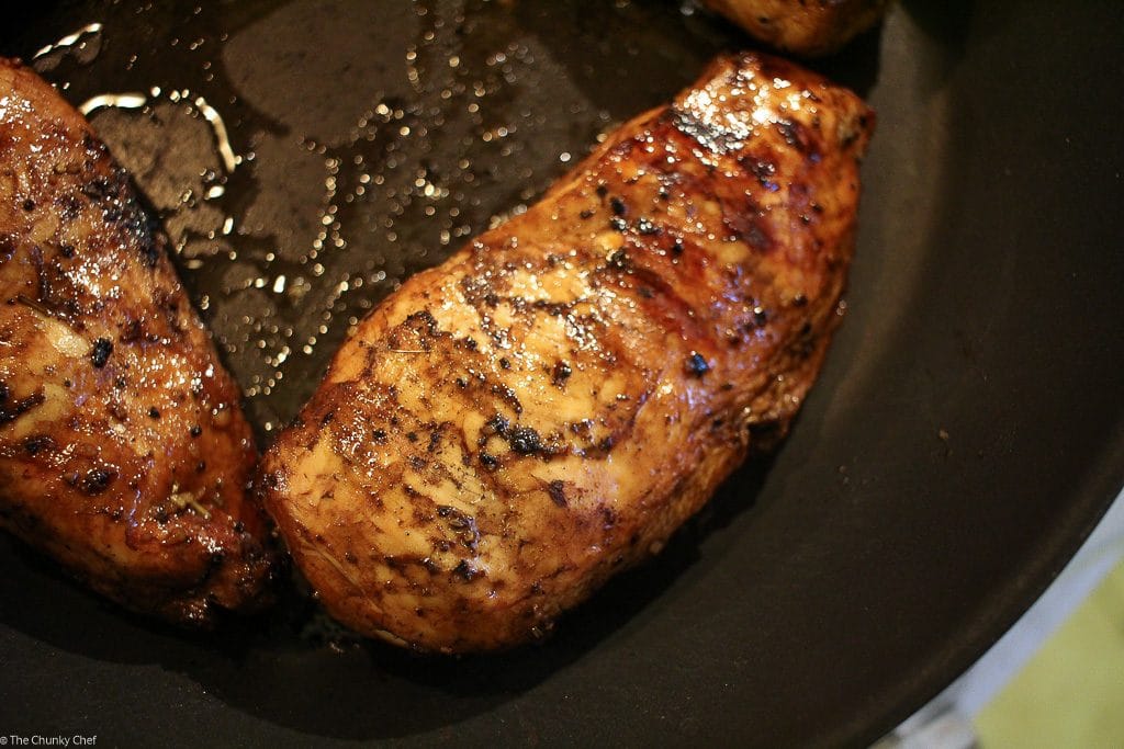 Marinated chicken, grilled to perfection and drizzled with a spicy honey bacon glaze.  This glazed chicken will be a family favorite!