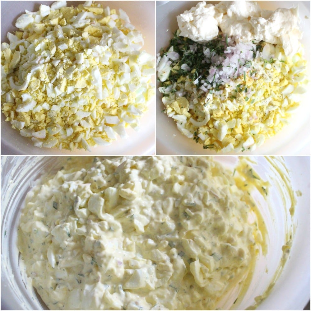 Tarragon and Shallot Egg Salad | No more boring egg salad sandwiches!  Fresh tarragon and minced shallot give this egg salad a light and gourmet twist!  Plus, the secret to perfectly hardboiled eggs, every time. | http://thechunkychef.com