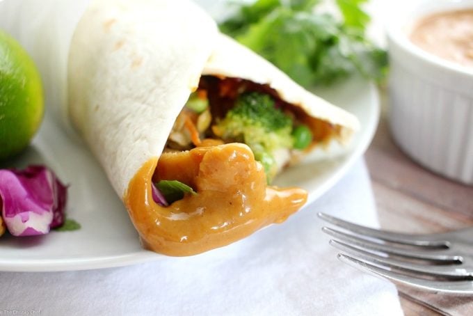 A 5 minute dinner or lunch? Is that even possible? Yes it sure is! Try these spicy Thai peanut chicken wraps... light on time, but crazy good flavor!