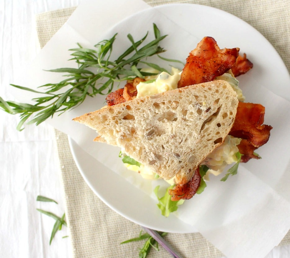 Tarragon and Shallot Egg Salad | No more boring egg salad sandwiches!  Fresh tarragon and minced shallot give this egg salad a light and gourmet twist!  Plus, the secret to perfectly hardboiled eggs, every time. | http://thechunkychef.com