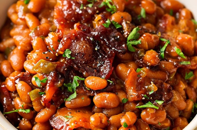 Baked beans with bacon