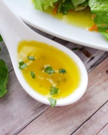 A simple red wine vinaigrette with the added flavors of shallot, basil, mustard, and a touch of honey. 1000x better than store-bought dressings!