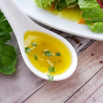 A simple red wine vinaigrette with the added flavors of shallot, basil, mustard, and a touch of honey. 1000x better than store-bought dressings!