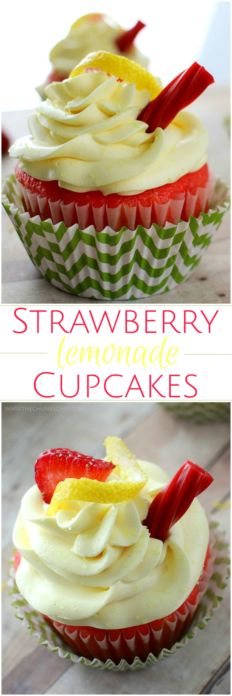 Deliciously moist with a few surprise ingredients, you have to try these strawberry lemonade cupcakes! It's like taking a bite out of summer :)