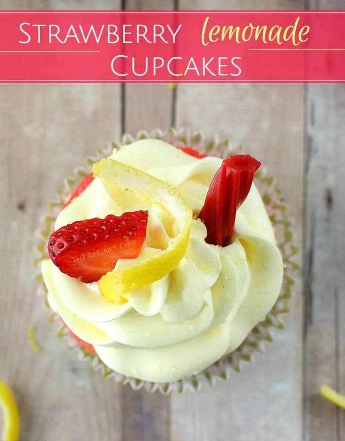 Deliciously moist with a few surprise ingredients, you have to try these strawberry lemonade cupcakes! It's like taking a bite out of summer :)