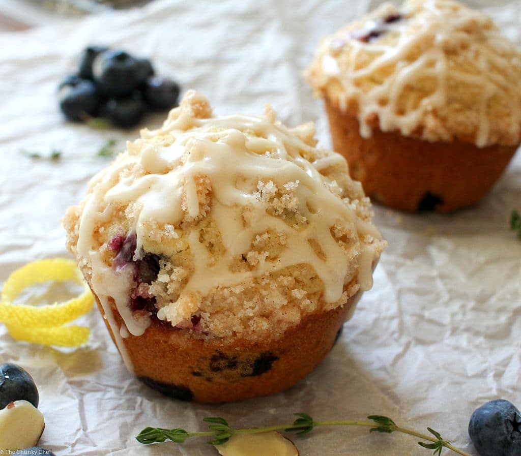 Bakery Style Blueberry Muffins | The Chunky Chef | http://thechunkychef.com