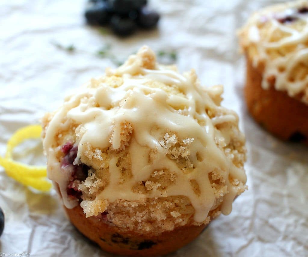 Bakery Style Blueberry Muffins recipe | The Chunky Chef | http://thechunkychef.com
