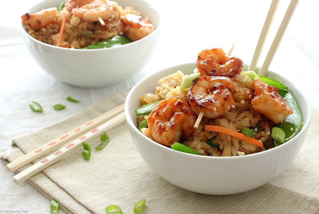 The Chunky Chef | 20 Minute Shrimp Fried Rice | A fast and easy shrimp fried rice recipe that tastes better than Chinese takeout, and you can get on the table in 20 minutes! Perfect for a weeknight meal!